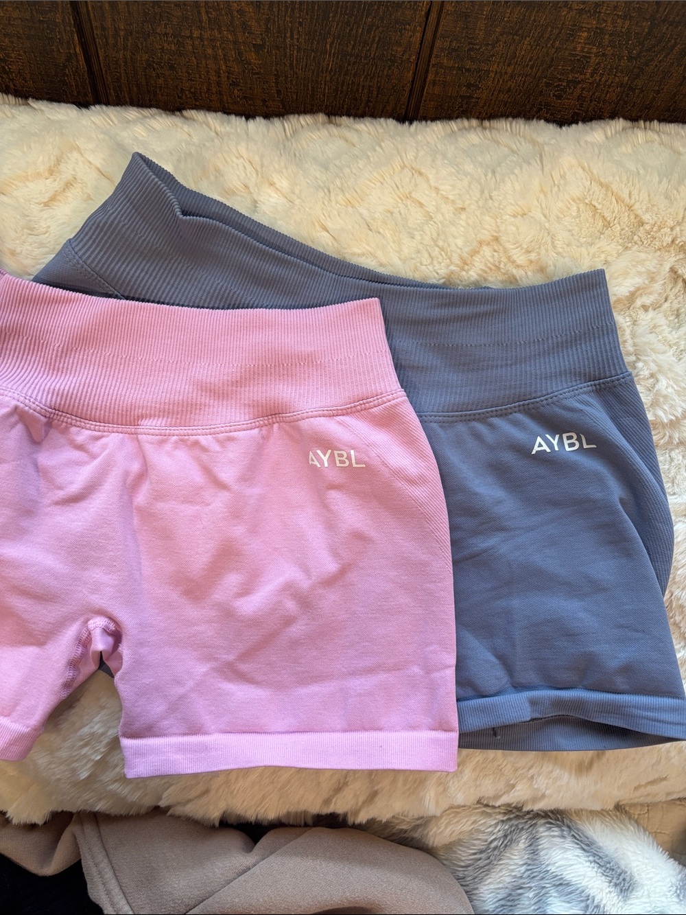 AYBL Ribbed High-Waist Bike Shorts Duo - Pink & Slate Blue
